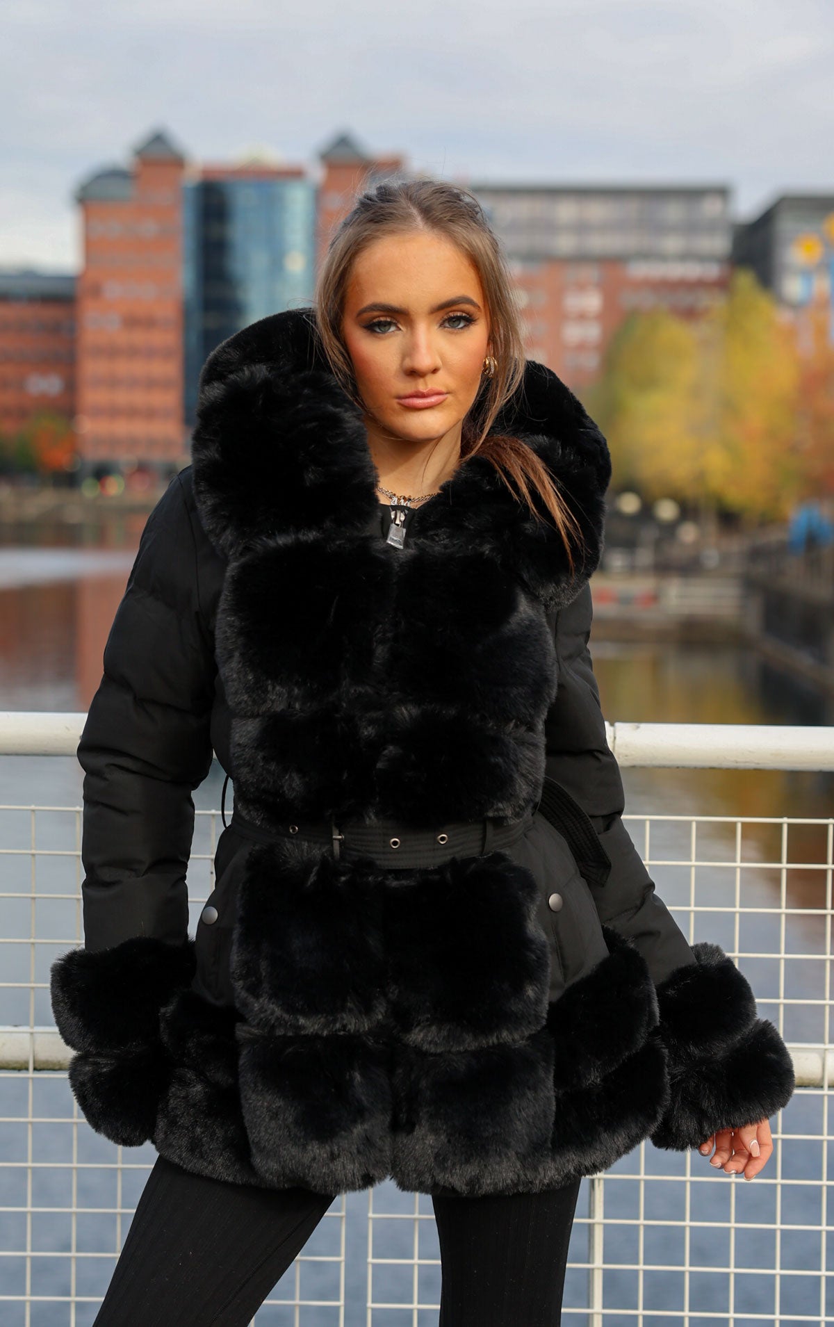 Faux Fur Black Friday Sale Jackets Black Faux Fur Trim Puffer