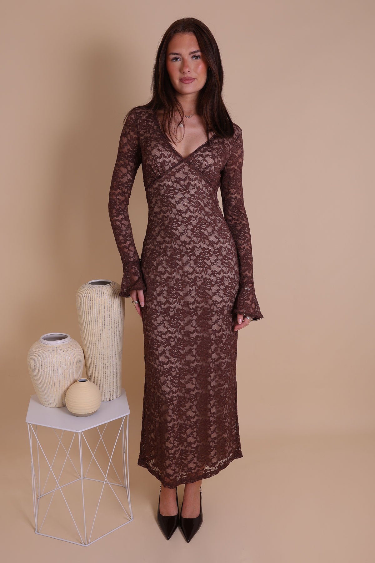 princess polly baby blue dress Buy Chocolate Brown Animal Print Jersey A-line Long Sleeve Maxi Dress from  Next USA main image 1