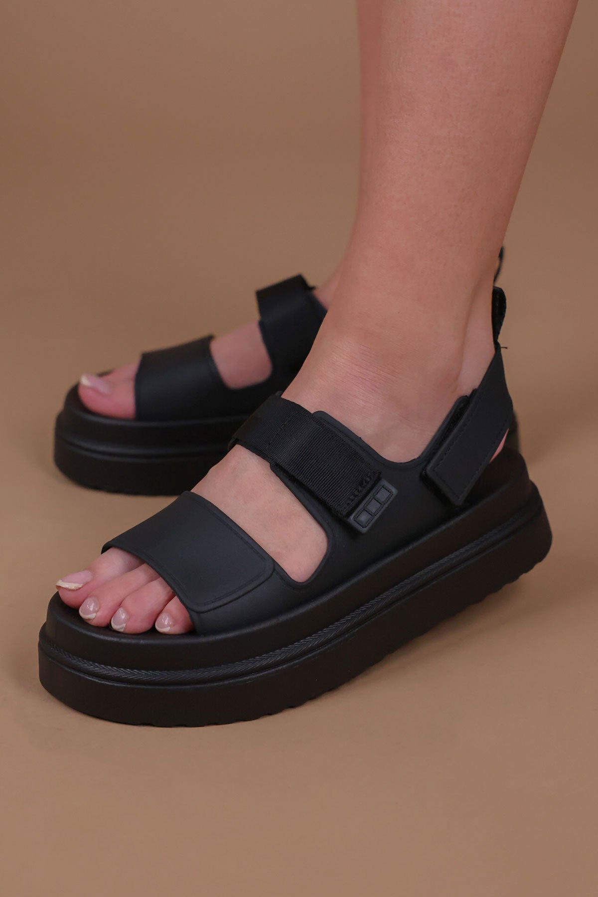 Ladies Sandals Platform Black Strap Sandals MEAN IT Chunky