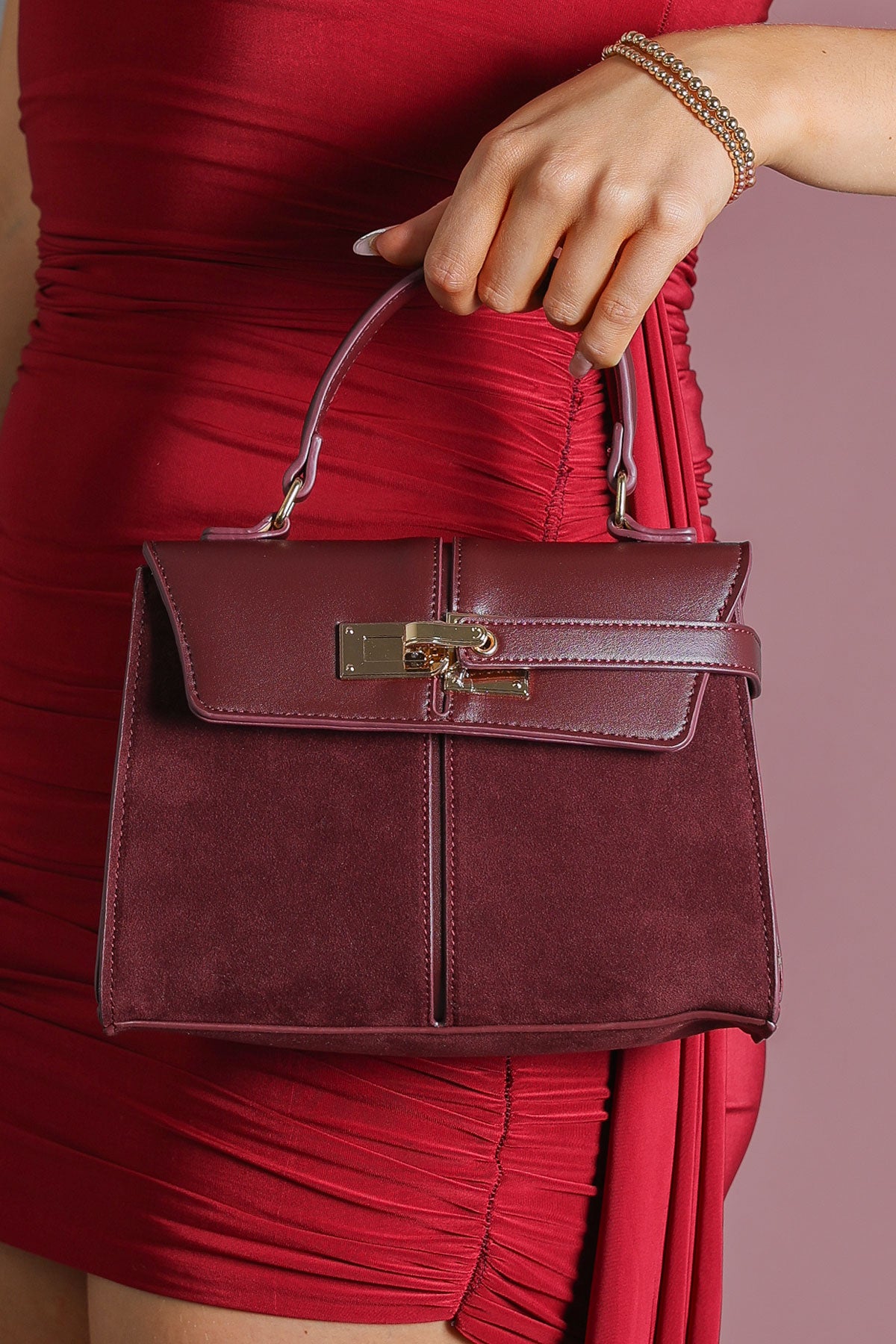 Women s Burgundy Suede Leather Handbag Gold Hardware Miss Moda Luxe women-s-burgundy-suede-leather-handbag-gold-hardware-miss-moda-luxe