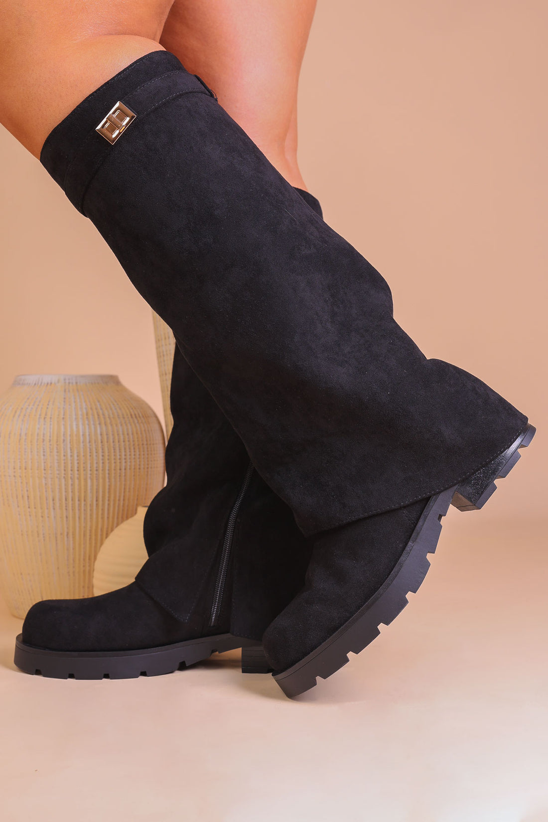 Fold over boots for women