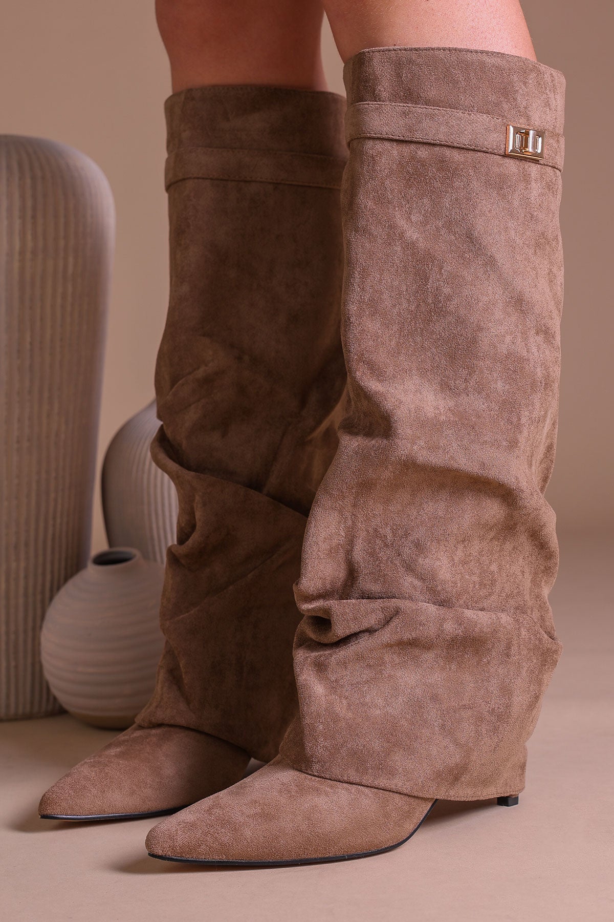 Fold over boots for women