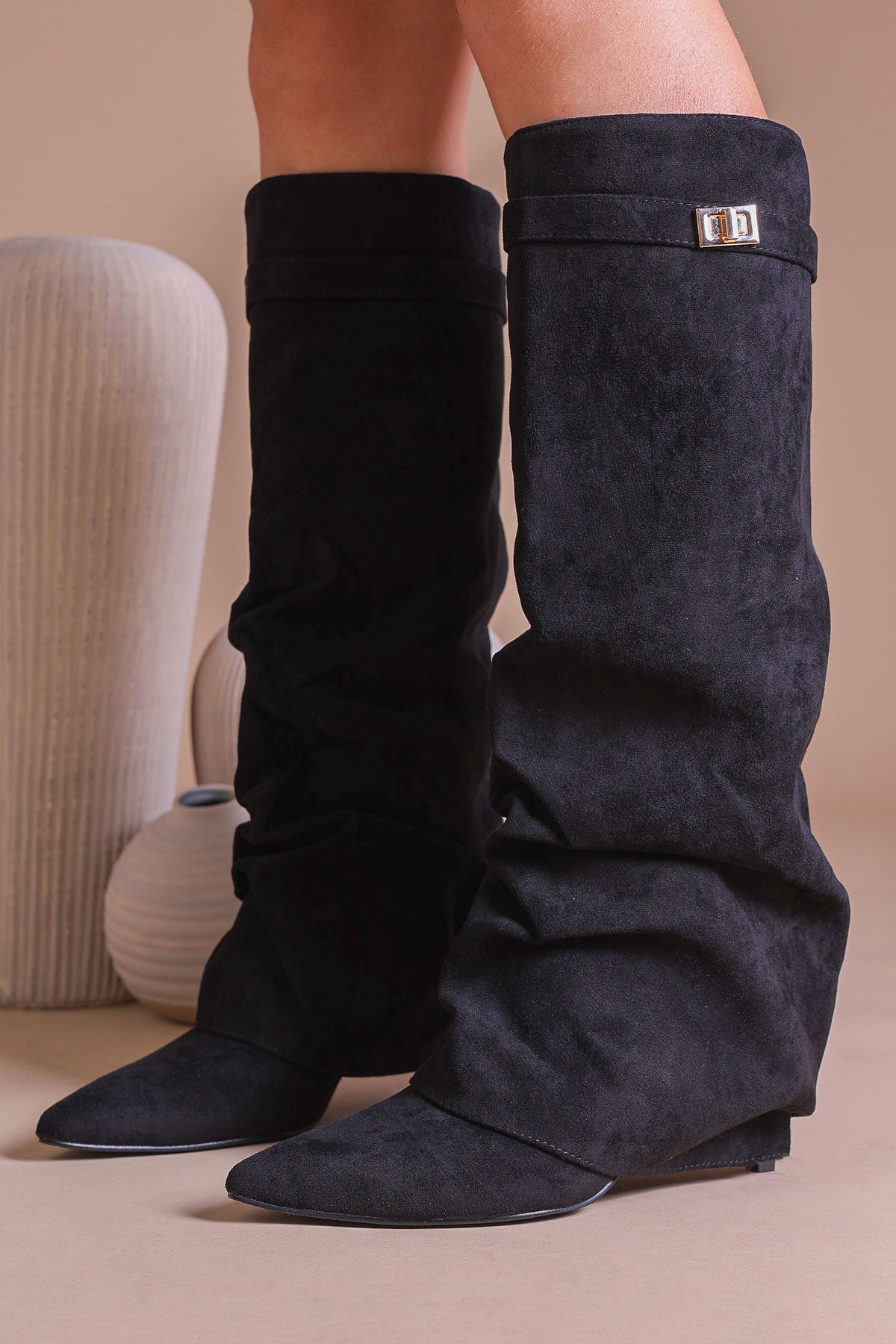 Fold over boots for women
