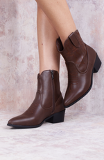 Rodeo Chic Brown Ankle Length PU Cowboy Boot