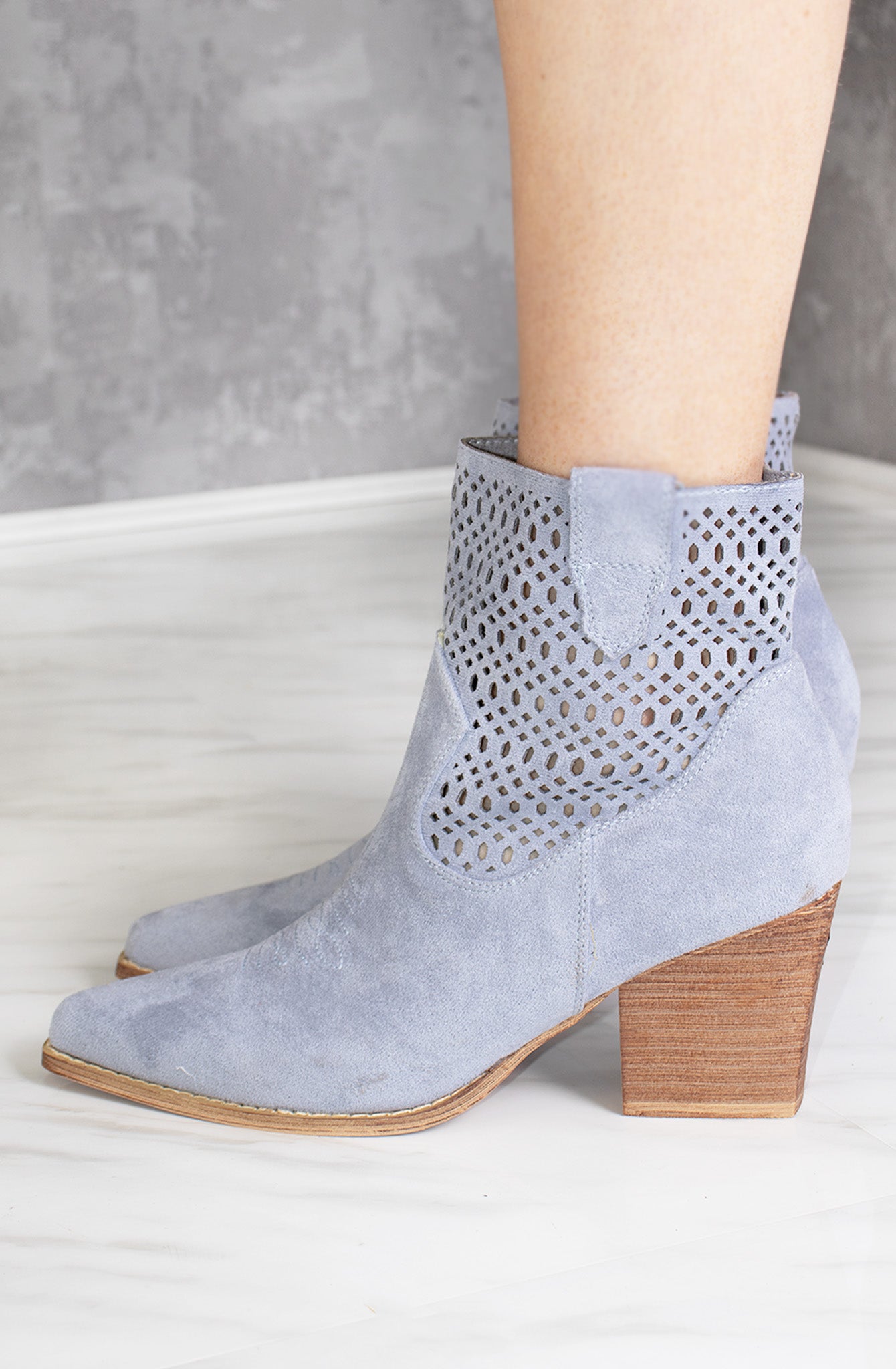 grey cut out ankle boots