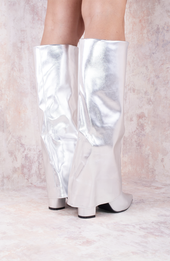 Silver Fold Over Shark Classic Knee High Boot