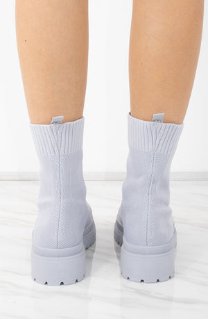 
            
                Load image into Gallery viewer, Grey Fabric Ribbed Ankle Sock Boot
            
        