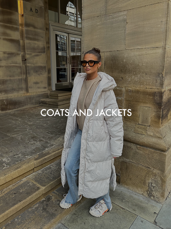 COATS AND JACKETS, Women wearing a beige coat and glassse