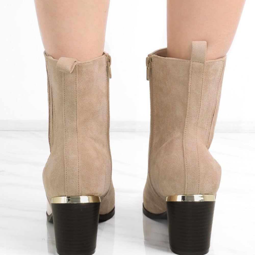 
                      
                        Beige Almond Toe Heeled Cowboy Silhouette Boot
                      
                    