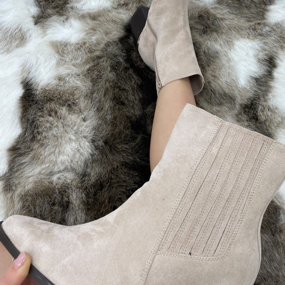 
                      
                        Beige Almond Toe Heeled Cowboy Silhouette Boot
                      
                    