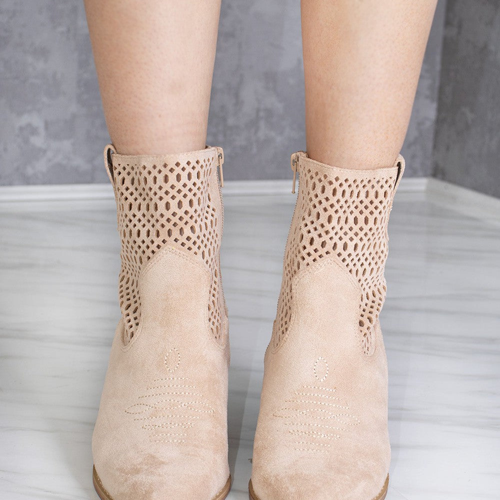 
                      
                        Beige Cut Out Ankle Length Cowboy Boot
                      
                    