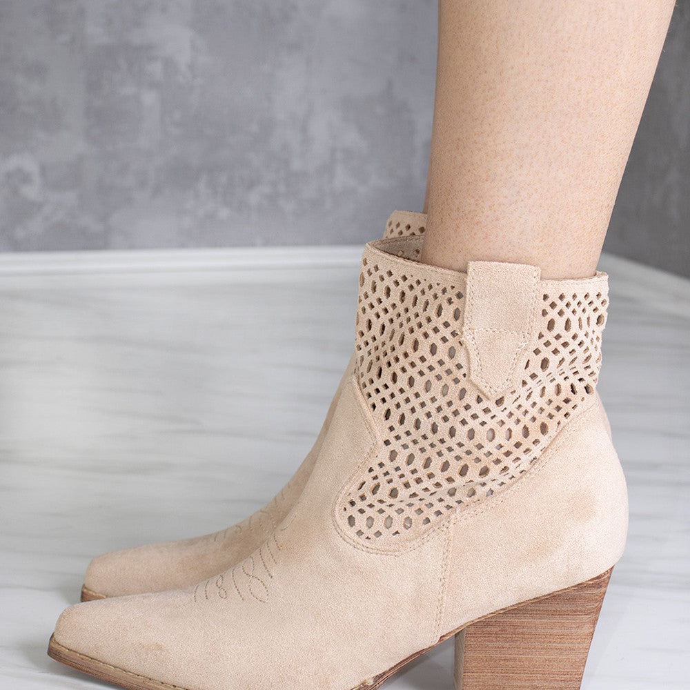 
                      
                        Beige Cut Out Ankle Length Cowboy Boot
                      
                    