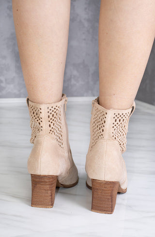 Beige Cut Out Ankle Length Cowboy Boot