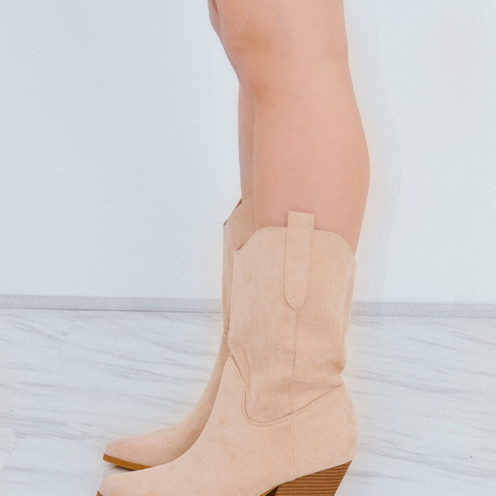 
                      
                        Beige Mid Calf High Classic Cowboy Boot
                      
                    