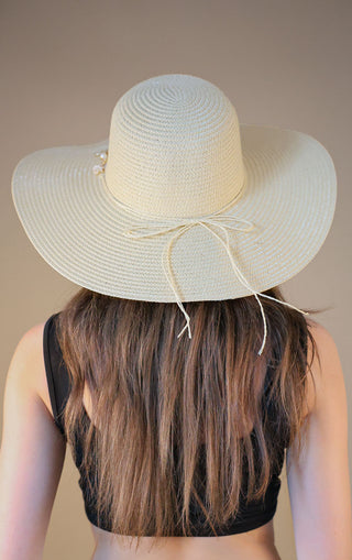 Beige Straw Western Shell Detailing Hat