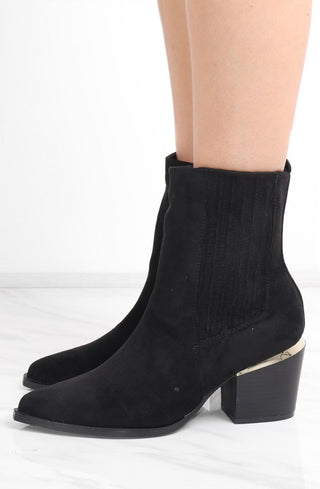 Black Almond Toe Heeled Cowboy Silhouette Boot