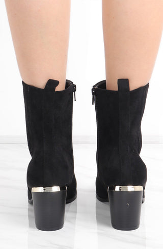 Black Almond Toe Heeled Cowboy Silhouette Boot