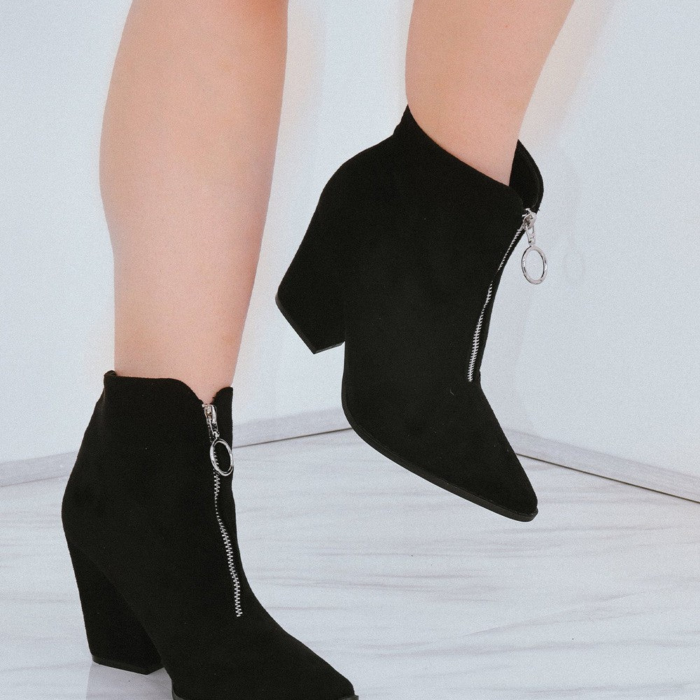 
                      
                        Black Classic Zip Up Faux Suede Heeled Cowboy Boot
                      
                    