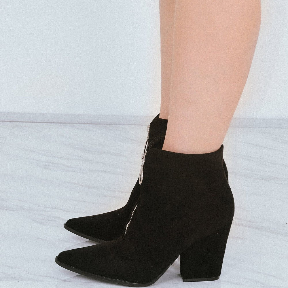 
                      
                        Black Classic Zip Up Faux Suede Heeled Cowboy Boot
                      
                    