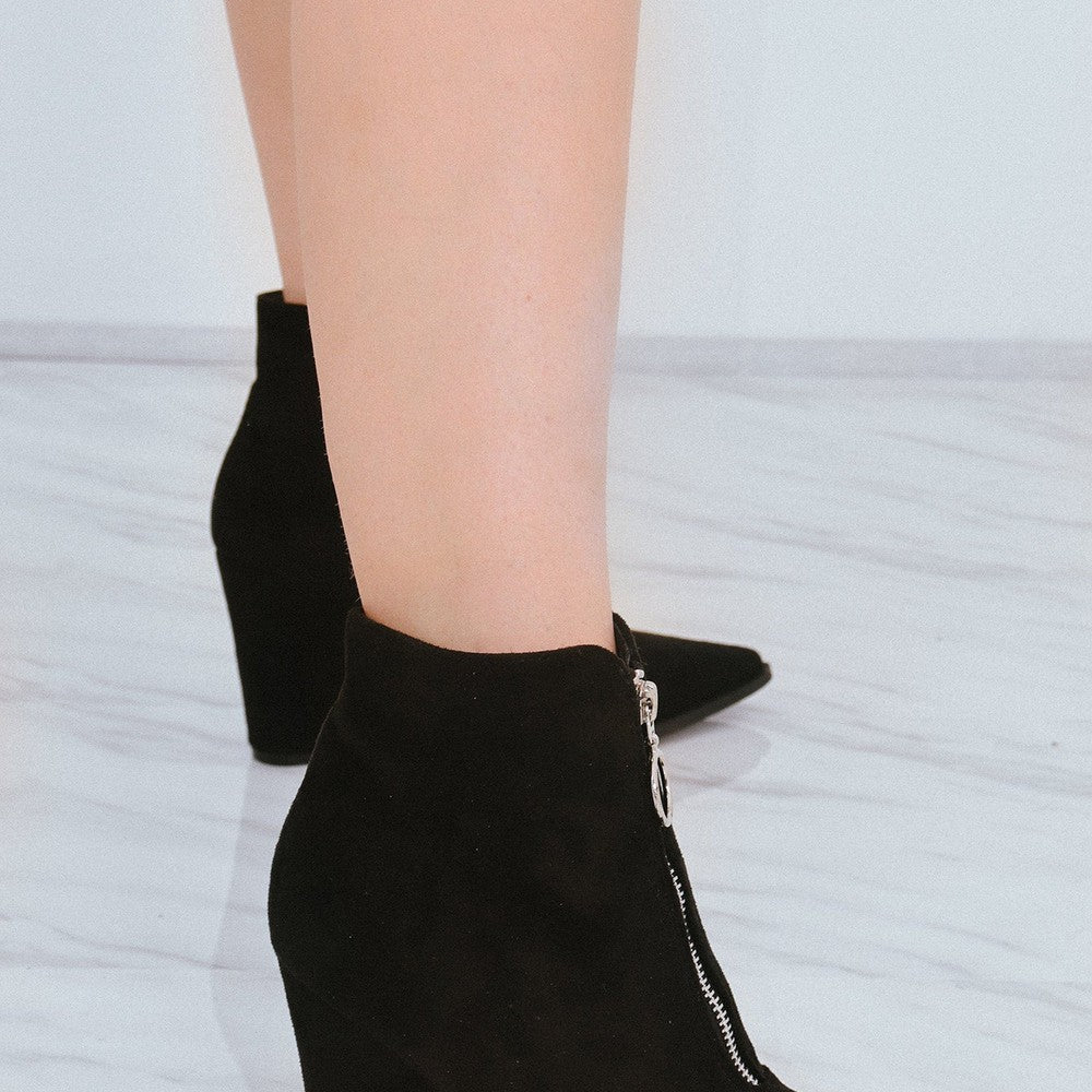 
                      
                        Black Classic Zip Up Faux Suede Heeled Cowboy Boot
                      
                    