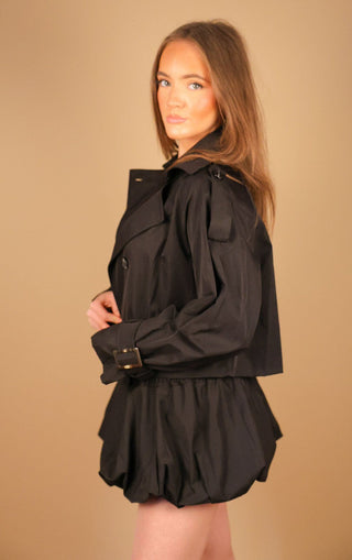 Black Cropped Trench Jacket