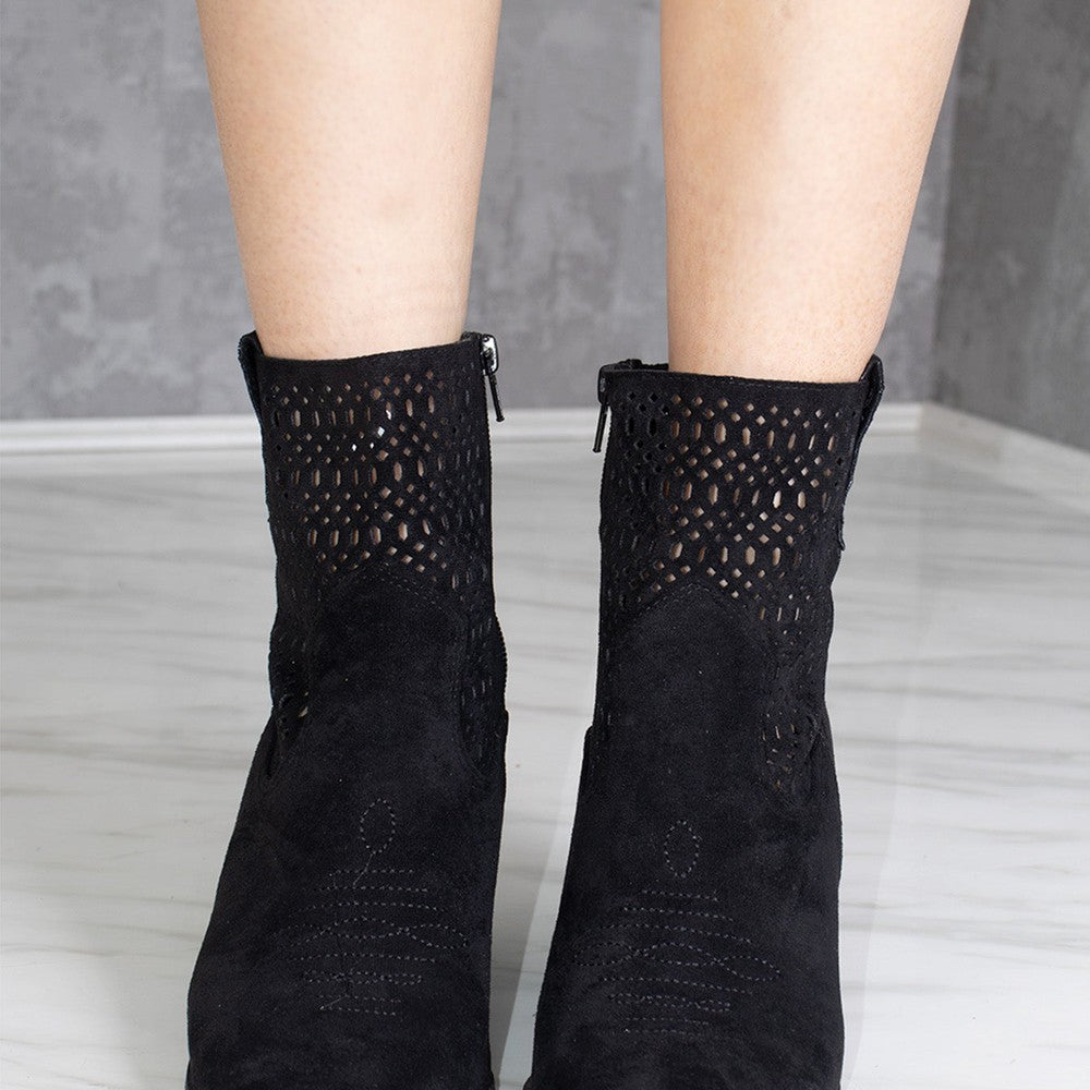 
                      
                        Black Cut Out Ankle Length Cowboy Boot
                      
                    