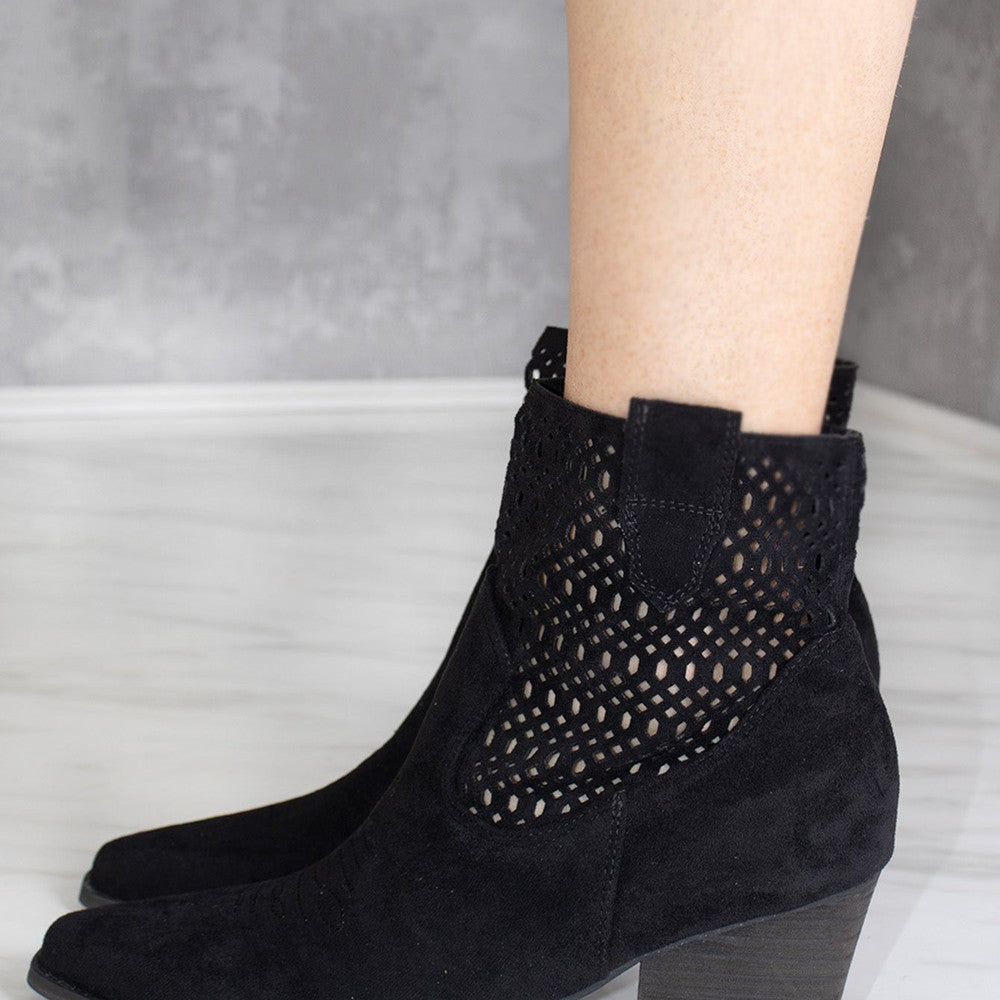 
                      
                        Black Cut Out Ankle Length Cowboy Boot
                      
                    