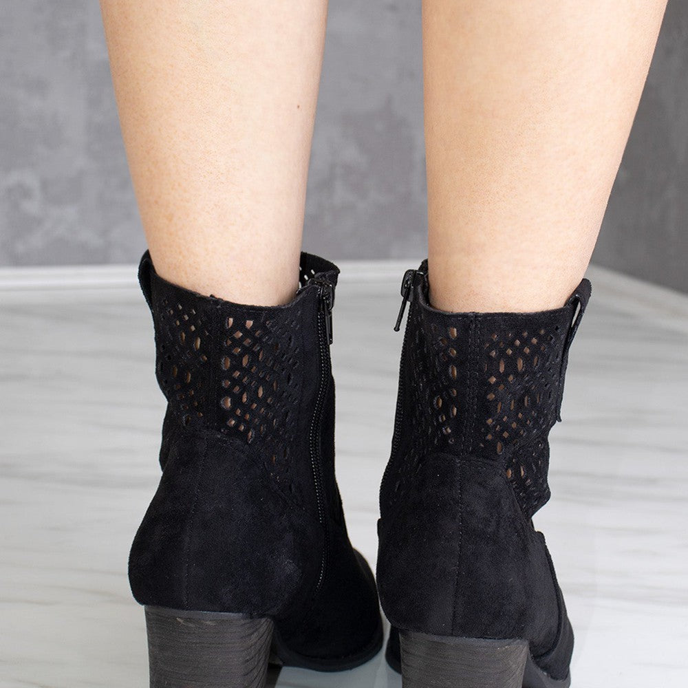 
                      
                        Black Cut Out Ankle Length Cowboy Boot
                      
                    