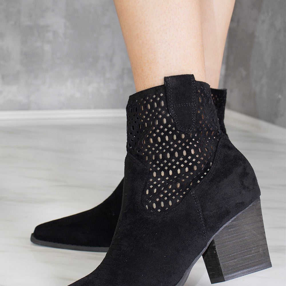 
                      
                        Black Cut Out Ankle Length Cowboy Boot
                      
                    