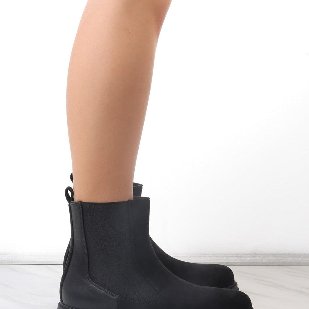 
                      
                        Black Faux Suede Chelsea Boot With Zip Fastening
                      
                    