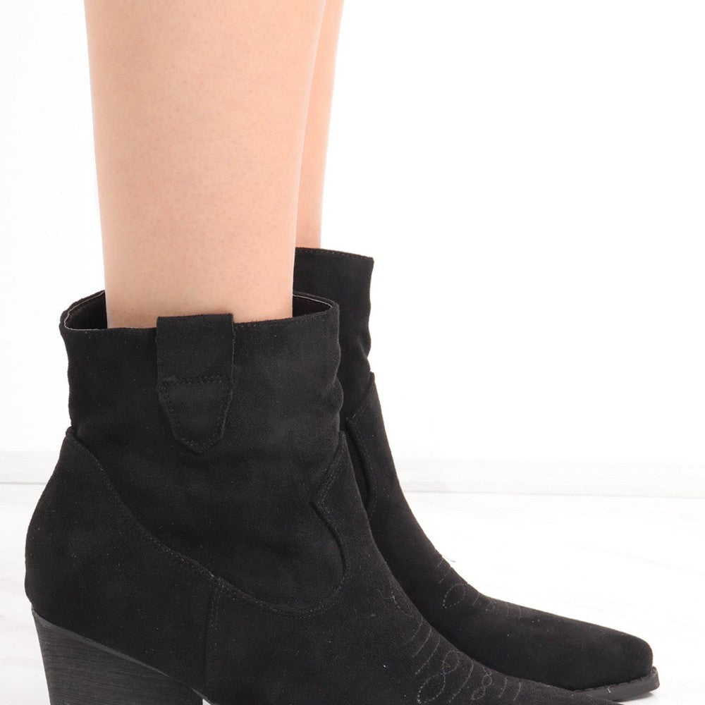 
                      
                        Black Faux Suede Heeled Ankle Boots
                      
                    