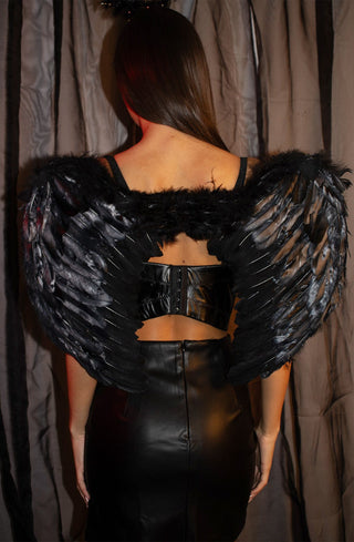 Black Fluffy Feather Angel Wings