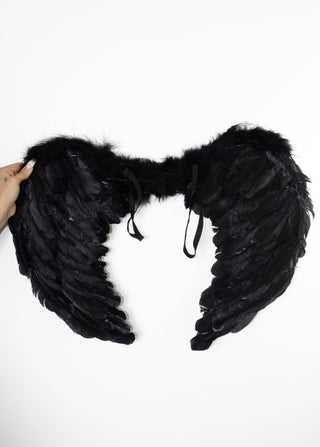 Black Fluffy Feather Angel Wings