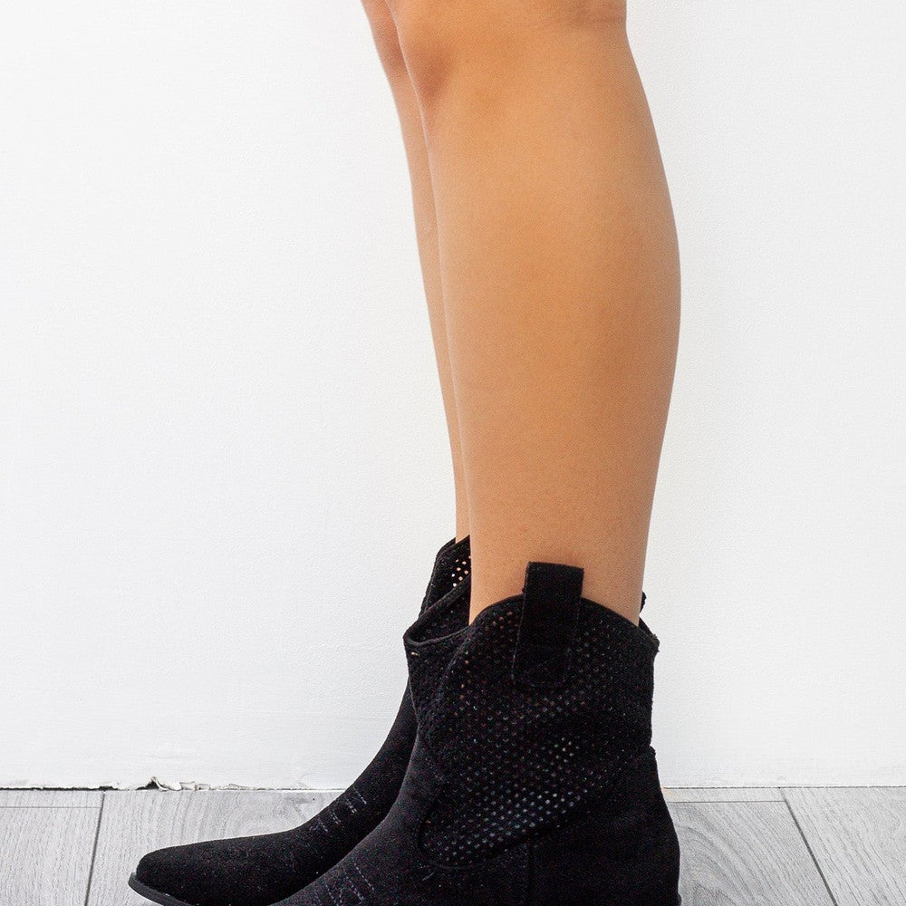 
                      
                        Black Low Rise Cut Out Cowboy Boot
                      
                    