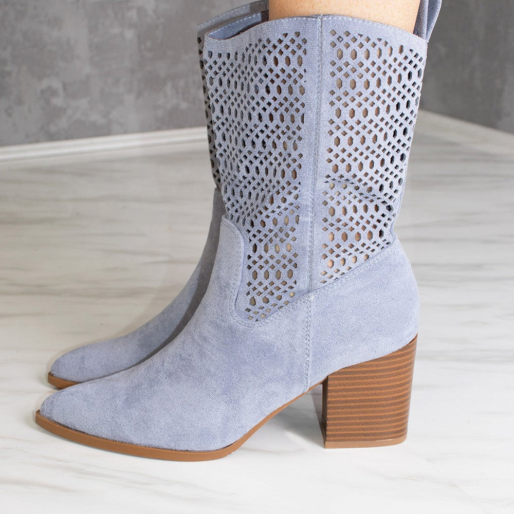 
                      
                        Blue Cut Out Heeled Calf Cowboy Boot
                      
                    