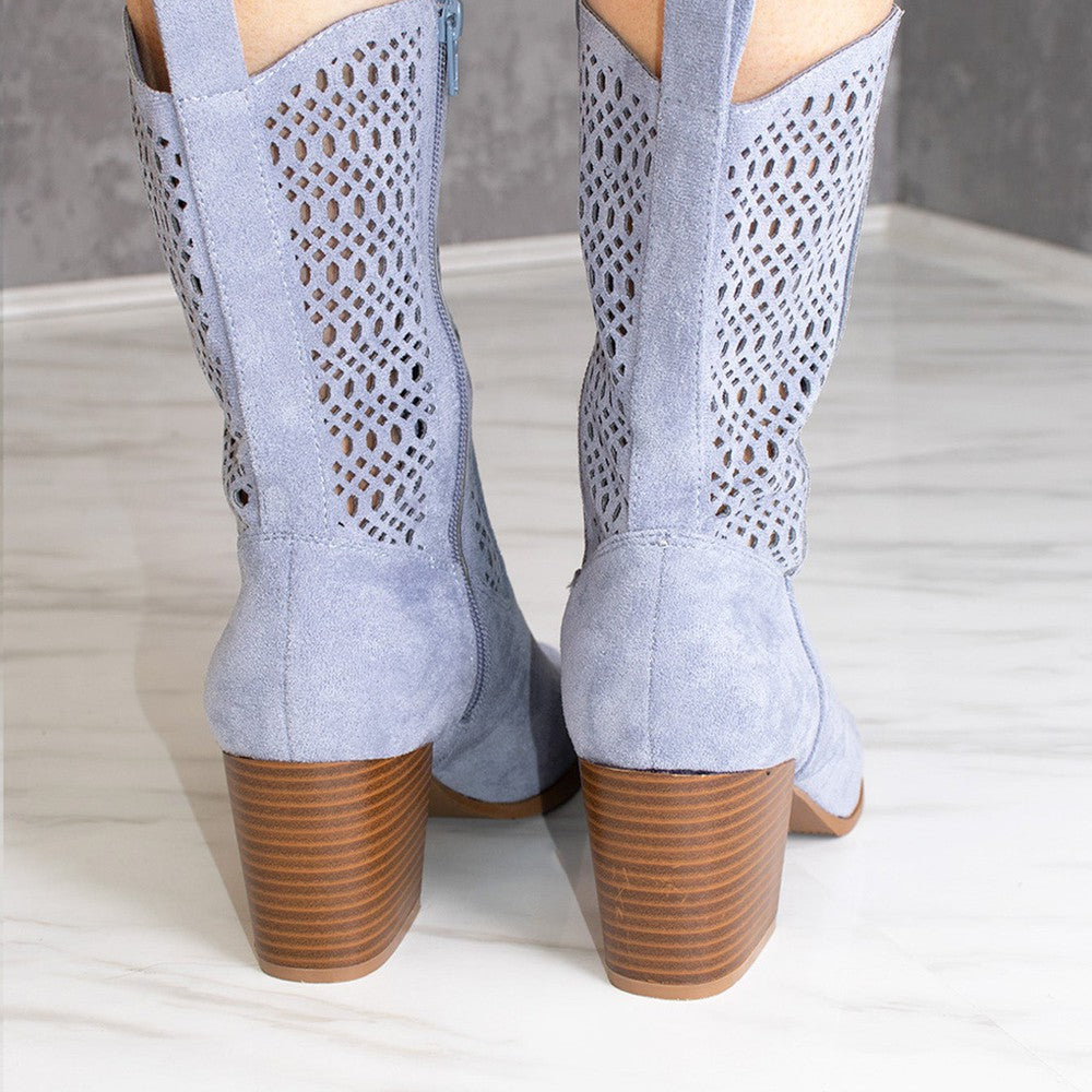 
                      
                        Blue Cut Out Heeled Calf Cowboy Boot
                      
                    