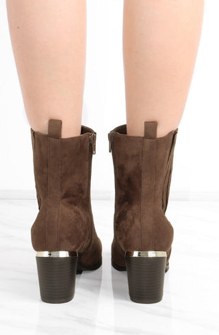 Brown Almond Toe Heeled Cowboy Silhouette Boot