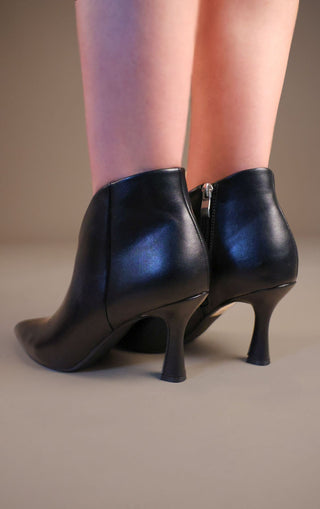 Black PU Leather Ankle  Pixie Stiletto Heel Boots