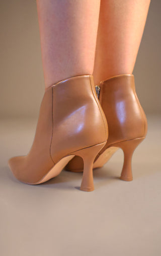 Camel PU Leather Ankle Pixie Stiletto Heel Boots