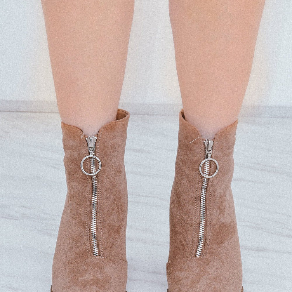 
                      
                        Camel Classic Faux Suede Zip Up Heeled Cowboy Boot
                      
                    