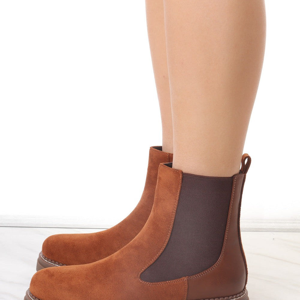 
                      
                        Camel Faux Suede Chelsea Boot With Zip Fastening
                      
                    