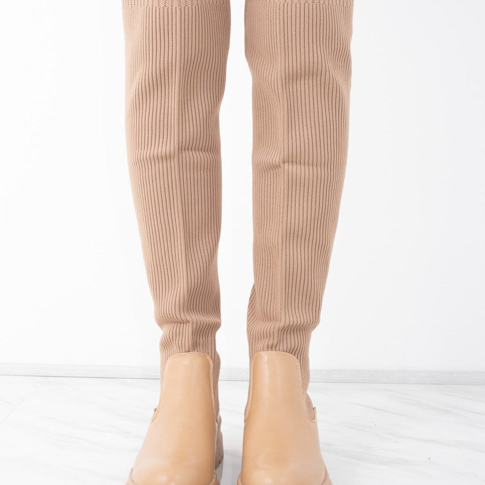 
                      
                        Camel Over the Knee Ribbed Sock Boot
                      
                    