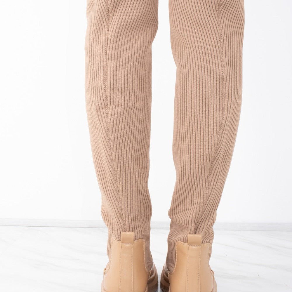 
                      
                        Camel Over the Knee Ribbed Sock Boot
                      
                    