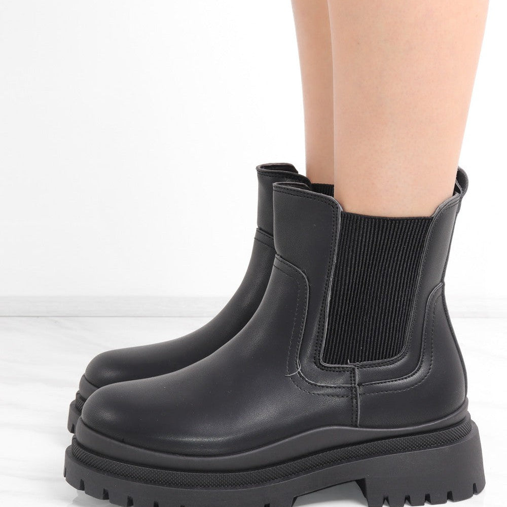 
                      
                        Chunky Platform Ankle Chelsea Boots in Black
                      
                    