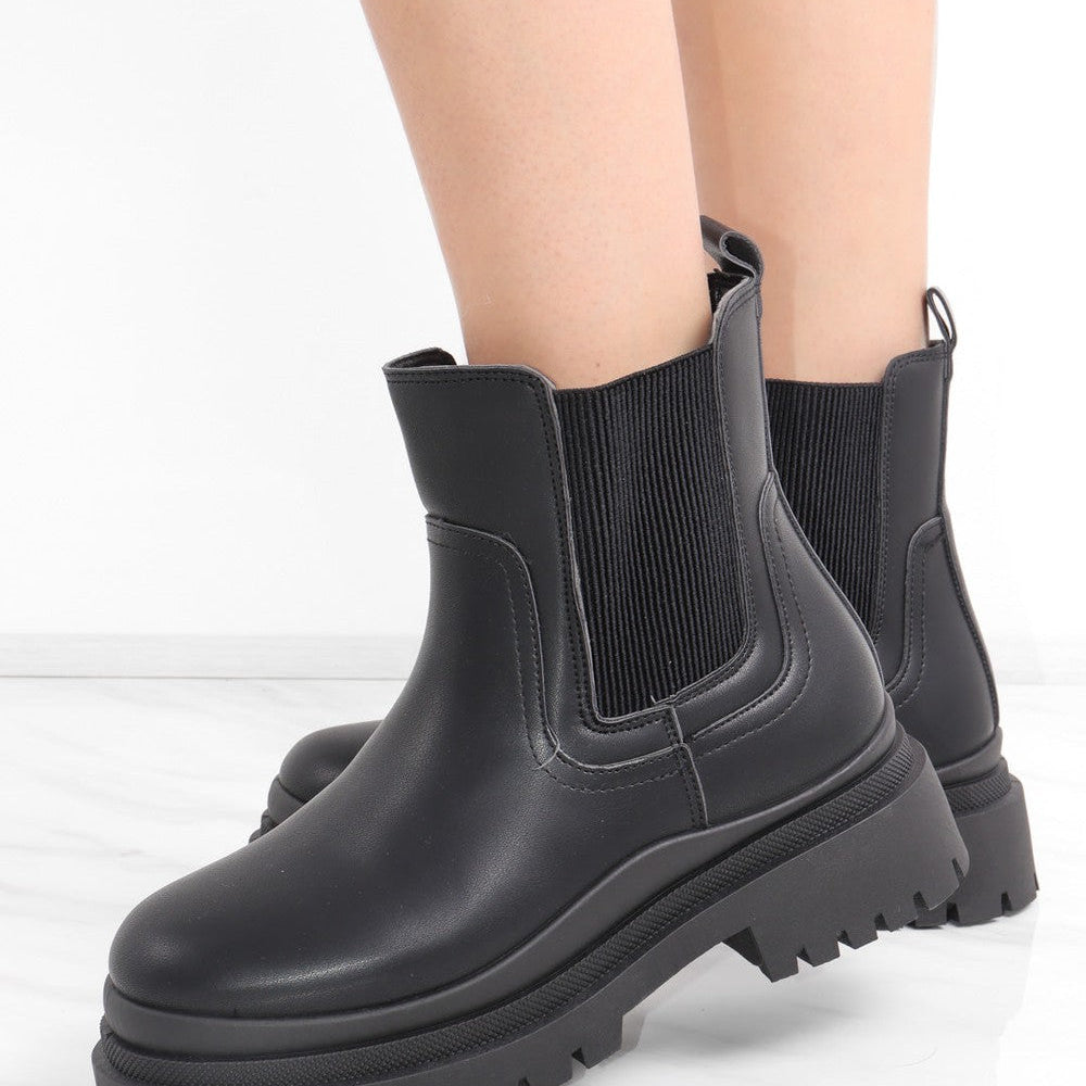 
                      
                        Chunky Platform Ankle Chelsea Boots in Black
                      
                    