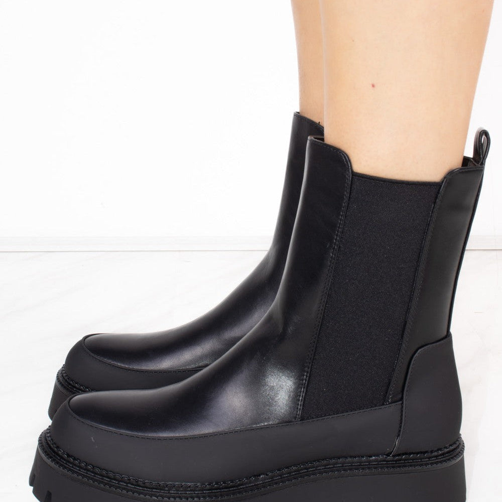 
                      
                        Chunky Sole Black Ankle Chelsea Boots
                      
                    