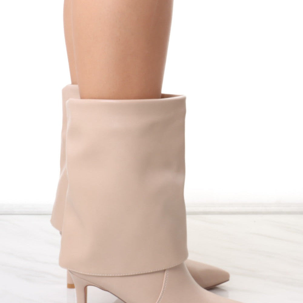 
                      
                        Cinzia Beige Fold Over Calf High Boot
                      
                    