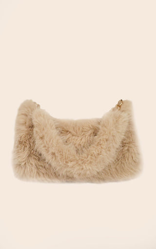 Dark Beige Faux Fur Shoulder Bag