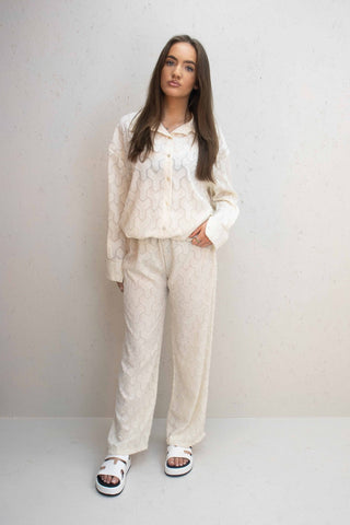 Florence Cream Button Up Shirt & Straight Leg Trouser Co-Ord Set