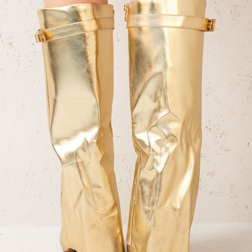 
                      
                        Gold Buckle Fold Over Shark Classic Knee High Boot
                      
                    